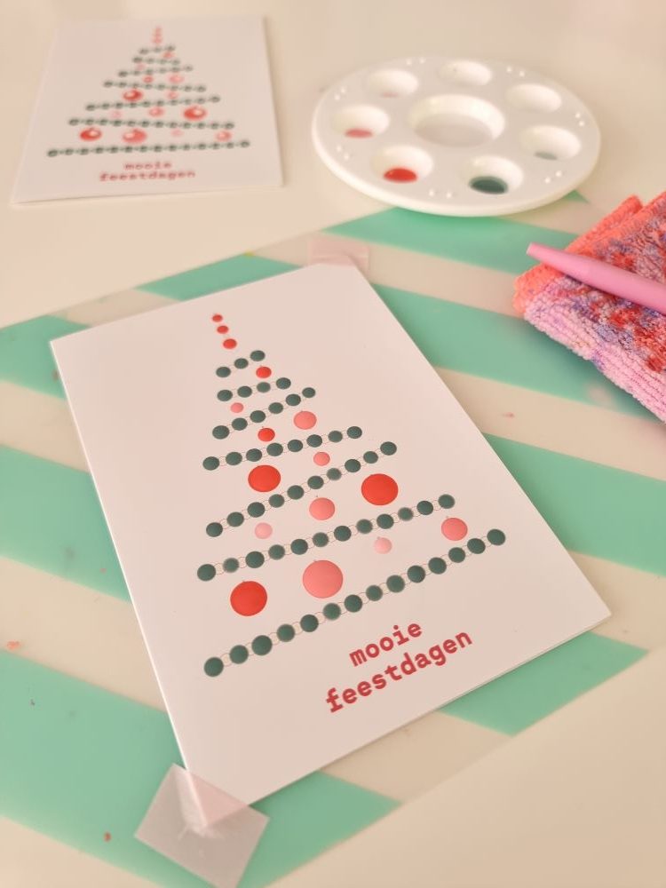 12 DIY kerstkaarten incl. envelop en uitleg (op = op)