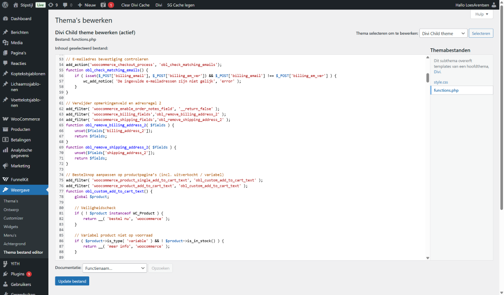 Thema's bewerken ‹ Stipstijl — WordPress_lr