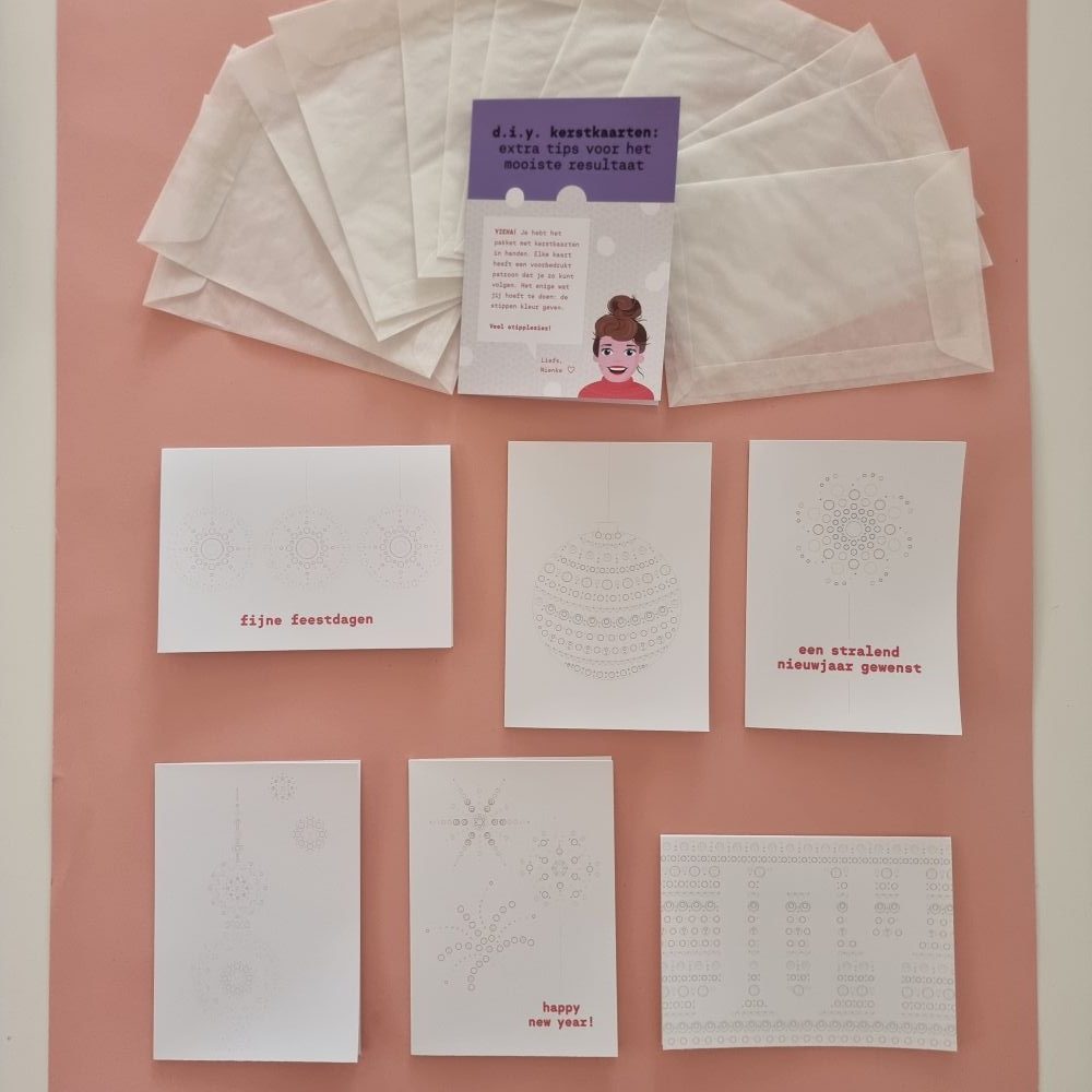12 DIY kerstkaarten incl. envelop en uitleg (op = op)