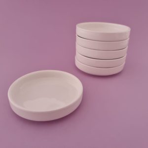 Bordje wit Ø8 cm opstaand randje - set van 6
