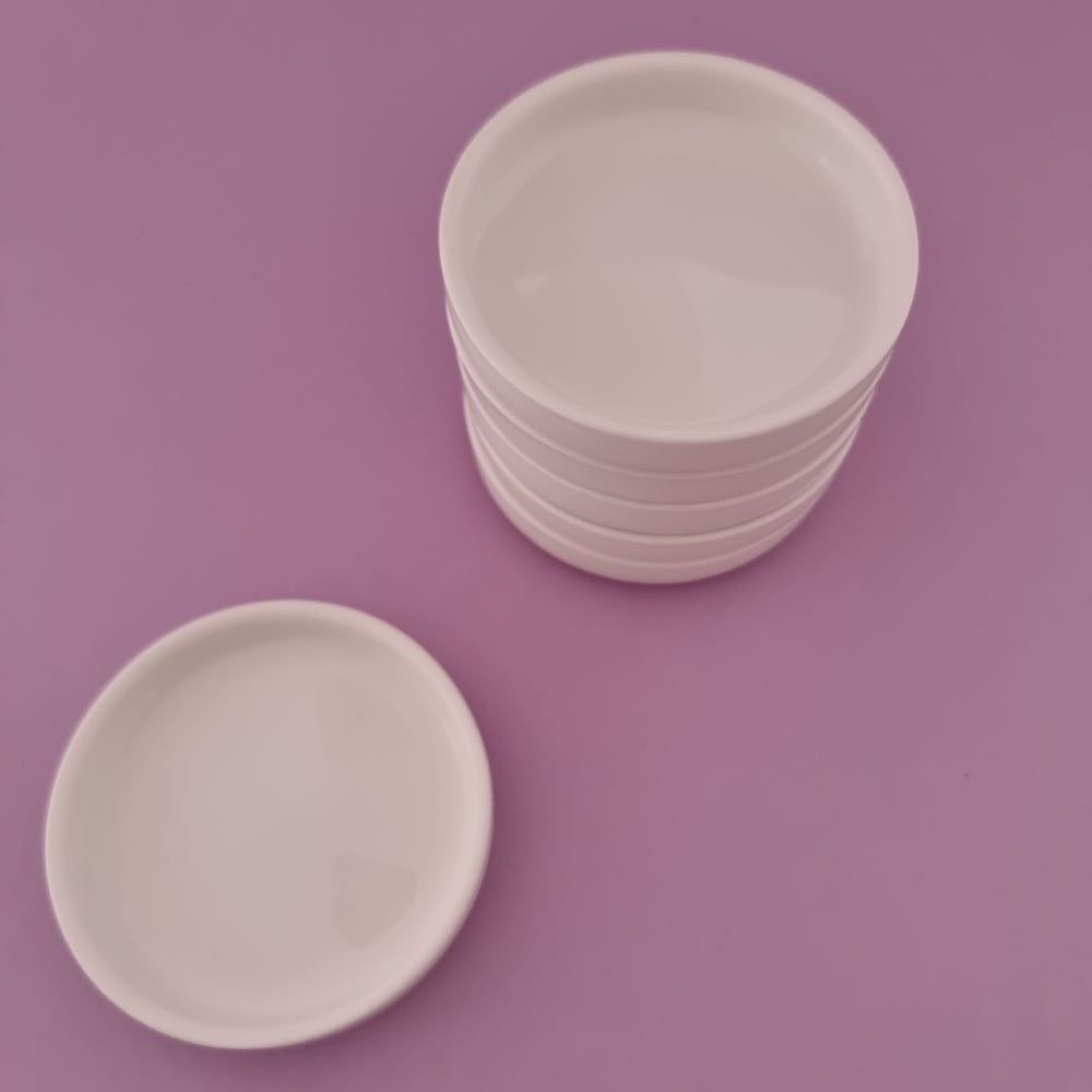 Bordje wit Ø8 cm opstaand randje - set van 6 - Afbeelding 2