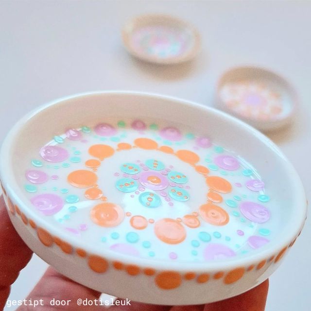 Bordje wit Ø8 cm opstaand randje - set van 6 - Afbeelding 9