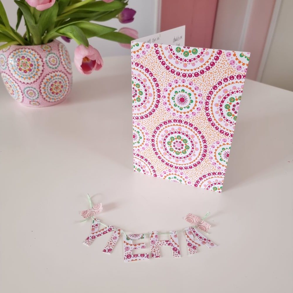 D.i.y. kaart (A5) voorbedrukt patroon Dots of Freedom full - Afbeelding 4