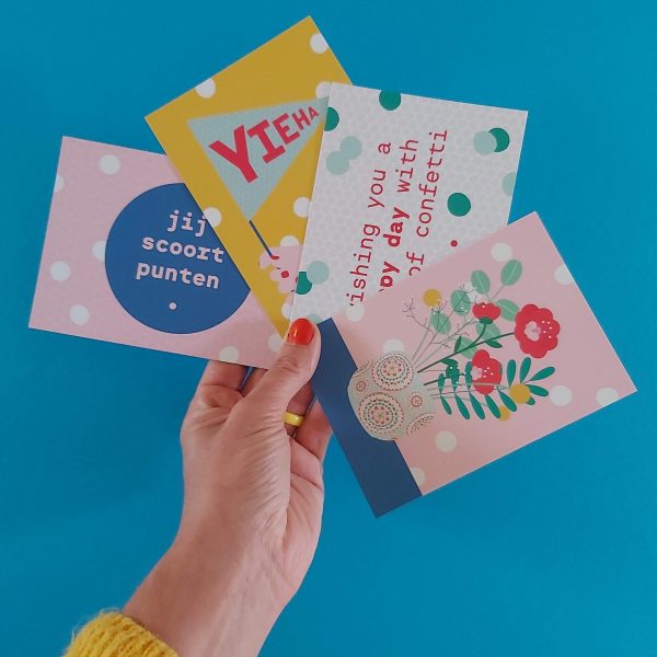 Stipstijl ansichtkaarten - set van 4