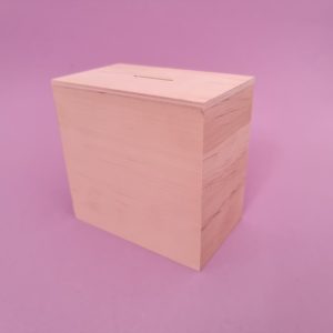 Spaarpot hout 10x6x10 cm (op=op)