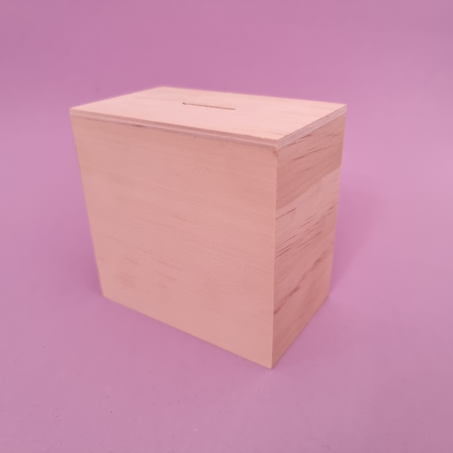 Spaarpot hout 10x6x10 cm (op=op)
