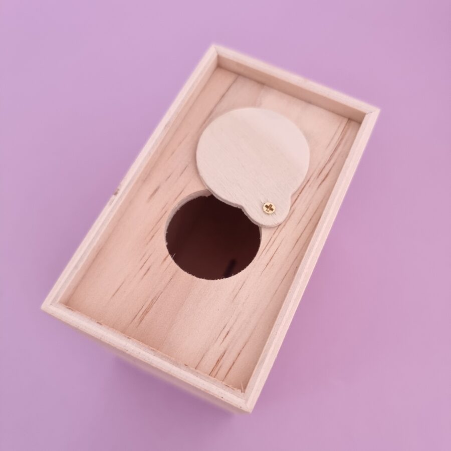 Spaarpot hout 10x6x10 cm (op=op) - Afbeelding 3