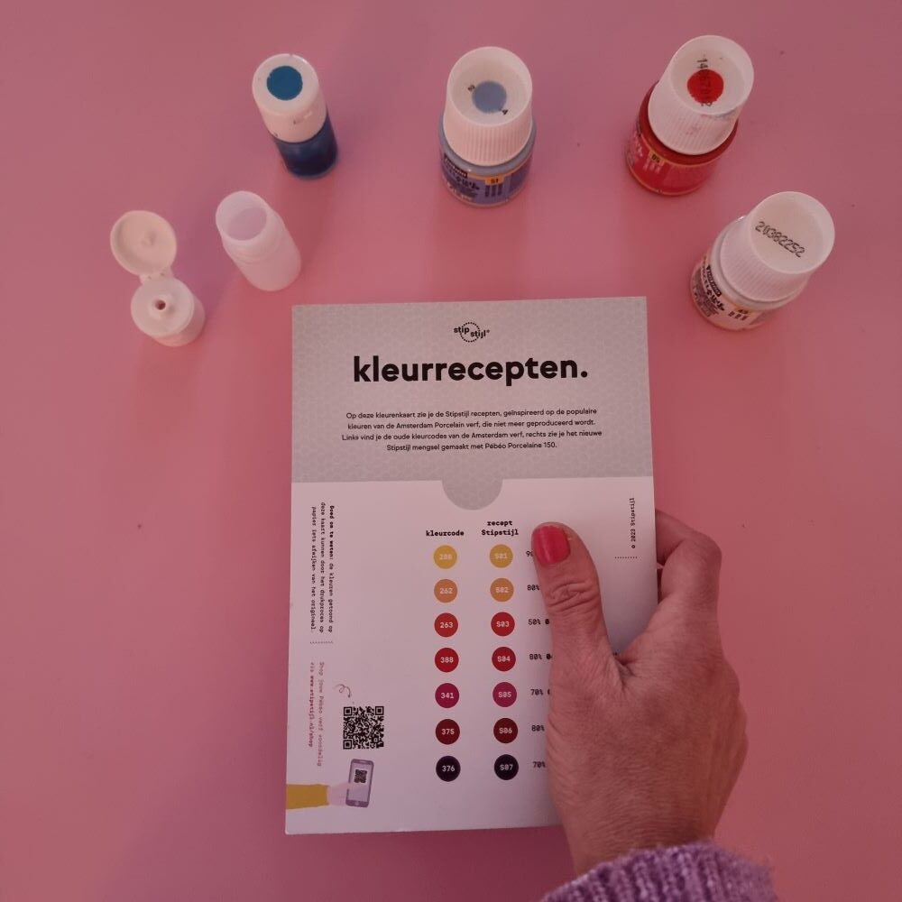 Stipstijl kleurrecepten kaart (16 kleuren!)