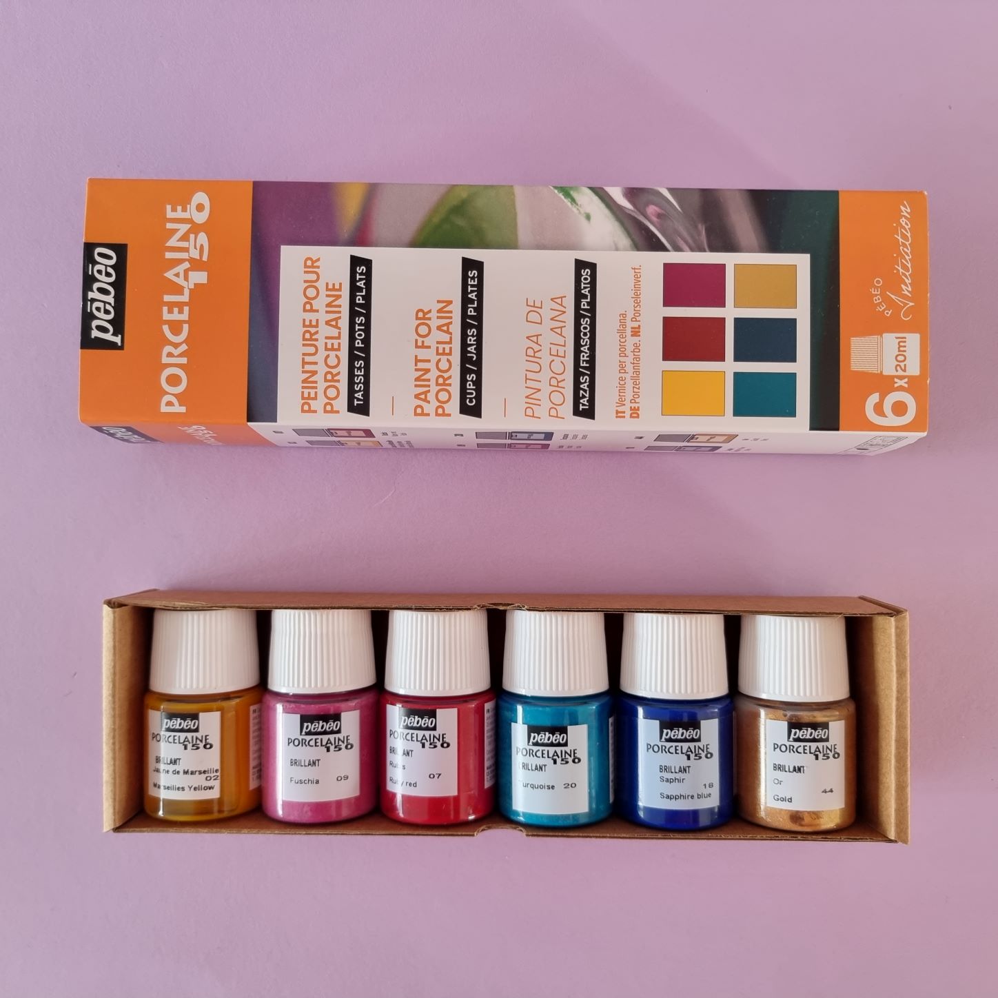 Pébéo porseleinverf - starterset E - 6x 20ml